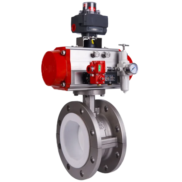 PFA Lined Pneumatic Flanged butterfly Valve ZPRF()