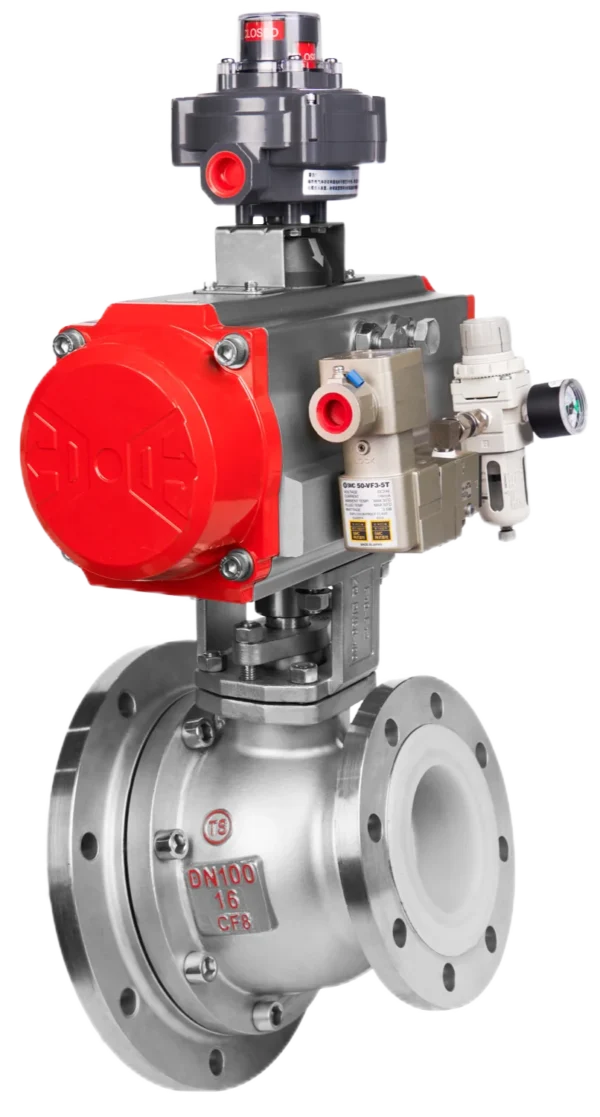 PFA Lined Pneumatic Inclined Stem Discharge Ball Valve(ZPRX弹簧F)()