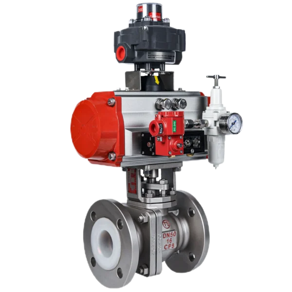 Pneumatic PFA Lined O Ball Shut Off Valve ZPRF()